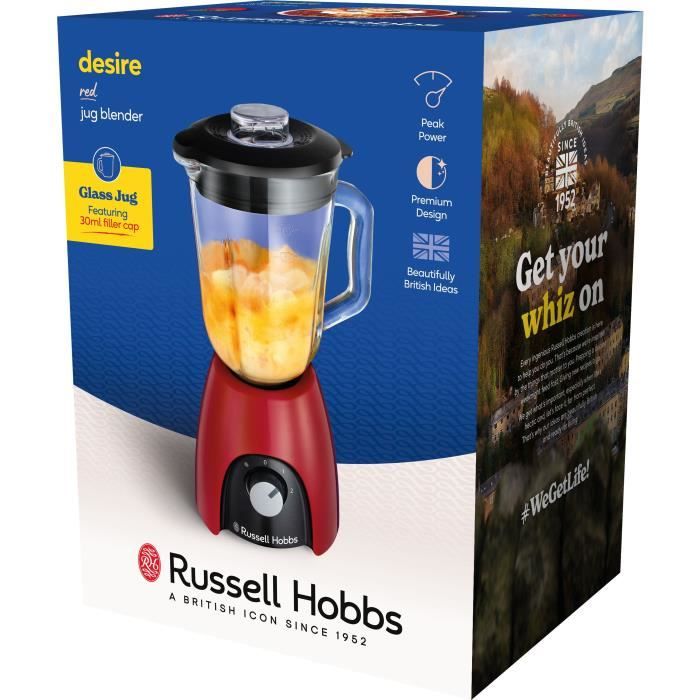 Blender - RUSSEL HOBBS - Desire Red - 650 W - 2 speeds + Pulse - Red