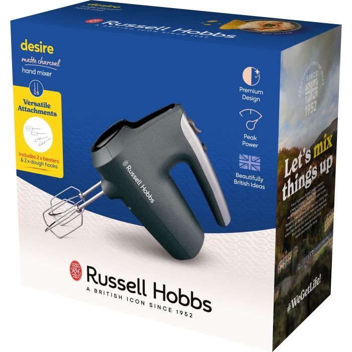 Hand mixer - RUSSEL HOBBS - Desire Matte Charcoal - 185 W - 5 speeds - Black