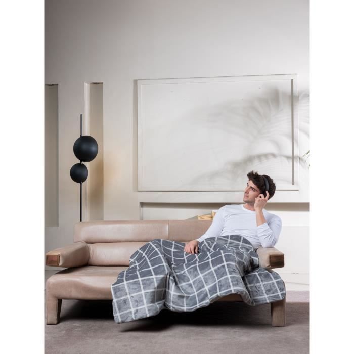Heated Blanket - Imetec - Heated blanket 150x110 cm - 6 Temperatures - Velvet and Sherpa Touch Fabric - Machine washable