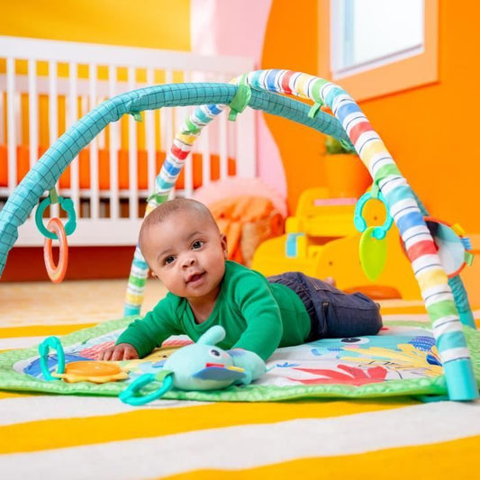 BRIGHT STARTS Unicorn Crew play and activity mat, green, toys included and detachable, from birth