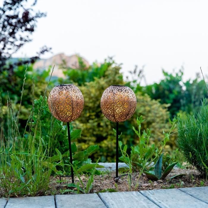 Set of 2 solar beacons to plant - LUMISKY - AGADIR - H45 cm - Oriental style - Warm white LED