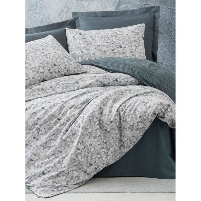 Bedding set - 1 duvet cover 220 x 240 cm + 2 pillowcases 60 x 60 cm - 100% cotton - Anthracite