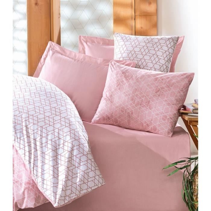 Bedding set - 1 duvet cover 220 x 240 cm + 2 pillowcases 60 x 60 cm - 100% cotton - Pink