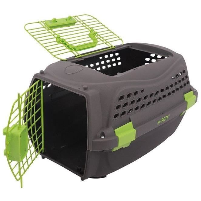 M.PETS ECO GIRO Cat Transport Crate - Plastic Cage - Size M - Gray