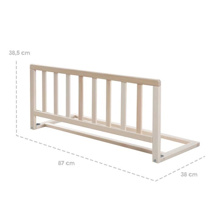 ROBA Bed Rail 90 cm - Safe Fall Protection for Babies and Children - from 18 Months to 5 Years - Easy Assembly - Natural Wood