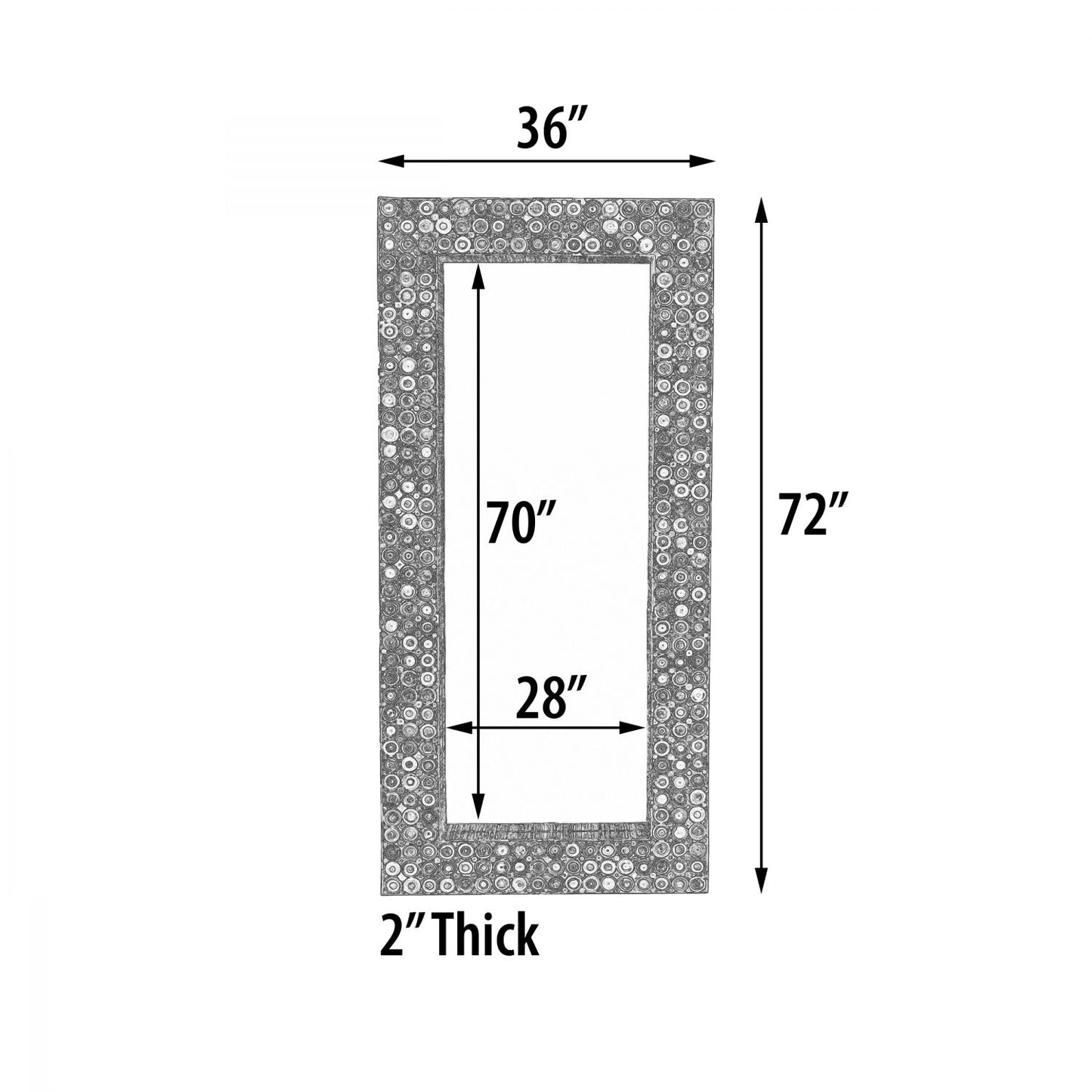 Quilled Large Leaner Coil Art Mirror 36x79