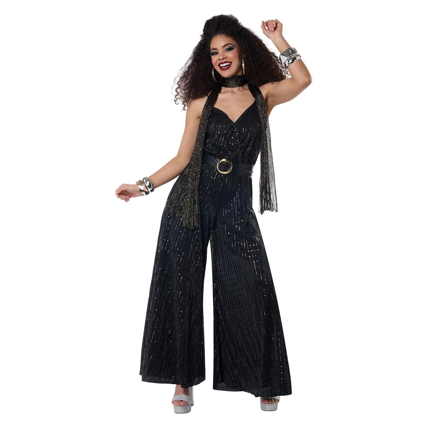 Lets Dance Womens Disco Costume Jumpsuit | X-Small