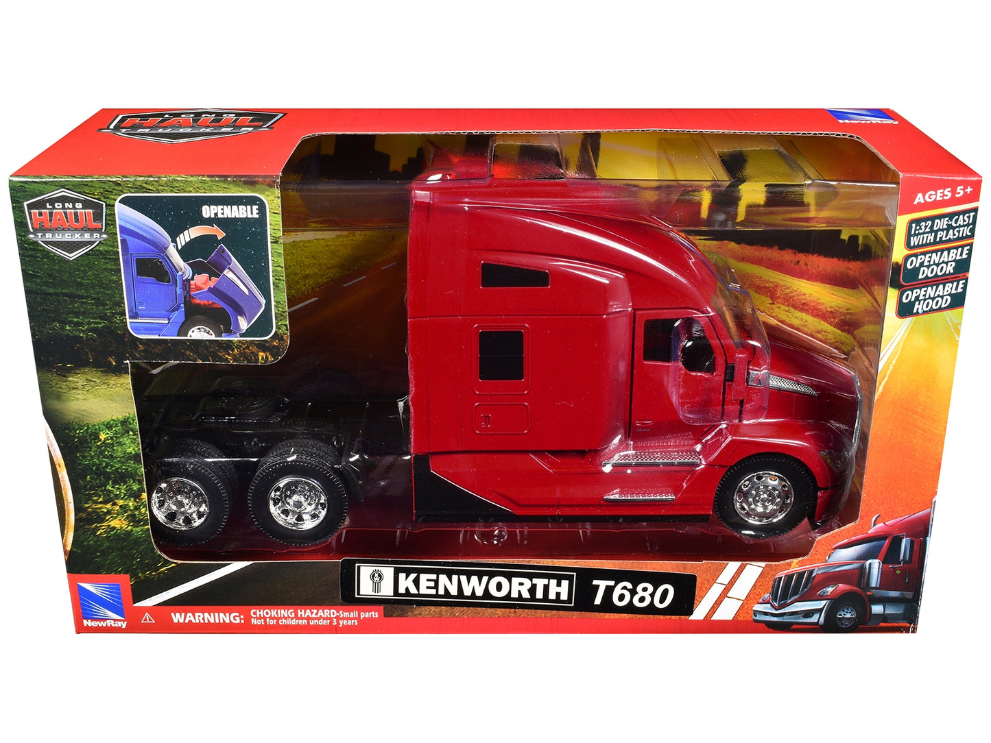 Kenworth T680 Truck Tractor Red "Long Haul Truckers" Series 1/32 Diecast Model by New Ray