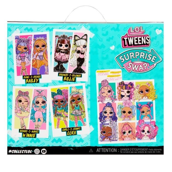 LOL Surprise Tweens Surprise Swap Fashion Doll - Curls-2- Crimps Cora - 1 Tweens doll 17cm, 1 mini styling head and accessories