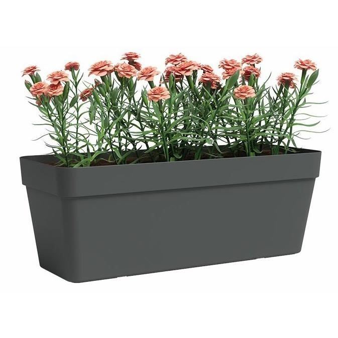 Planter - Plastic - Anthracite - Rectangular - L49.9 x D20 x H18.1cm - ARTEVASI
