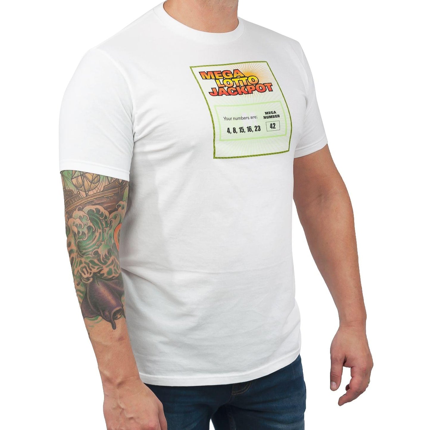 Lost "Mega Lotto Jackpot" Men's White T-Shirt - Small
