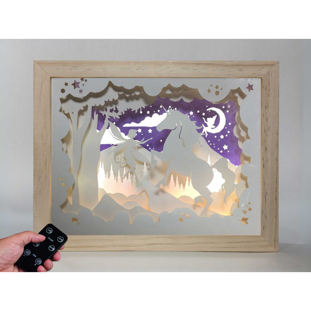 Fairy and Unicorn wood lamp