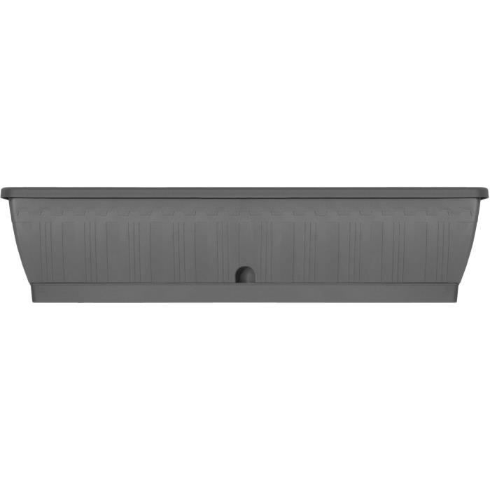 Planter - GARDEN ID Terraflor - Anthracite 80 cm - Solidity - Water reserve - Recycled & 100% recyclable - Volume for plants.