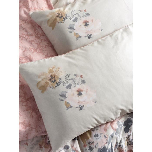 Bedding set - 1 duvet cover 220 x 240 cm + 2 pillowcases 60 x 60 cm - 100% cotton satin - Powder