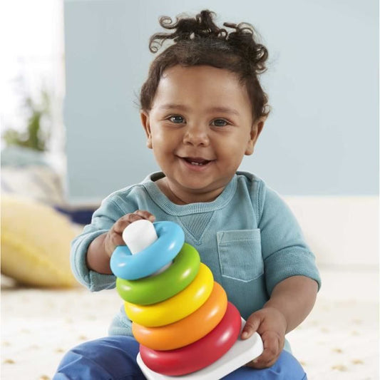 Fisher-Price Rainbow Pyramid Classic Stacking Rings in Plant-Based Materials - Early Learning Toy - From 6 Months