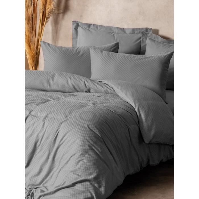 Bedding set - 1 duvet cover 220 x 240 cm + 2 pillowcases 60 x 60 cm - 100% cotton - Grey