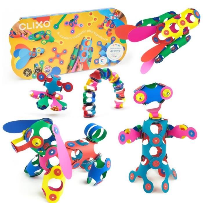 Magnetic Construction Set - GIPSY TOYS - Rainbow Pack CLIXO - 42 pieces - From 4 years old - Eco-friendly