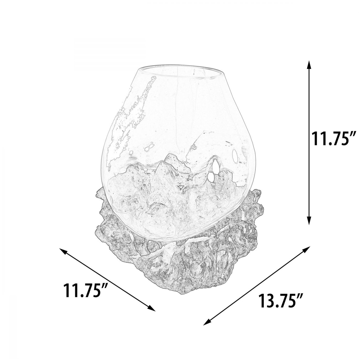 Glass Bowl On Wood Medium