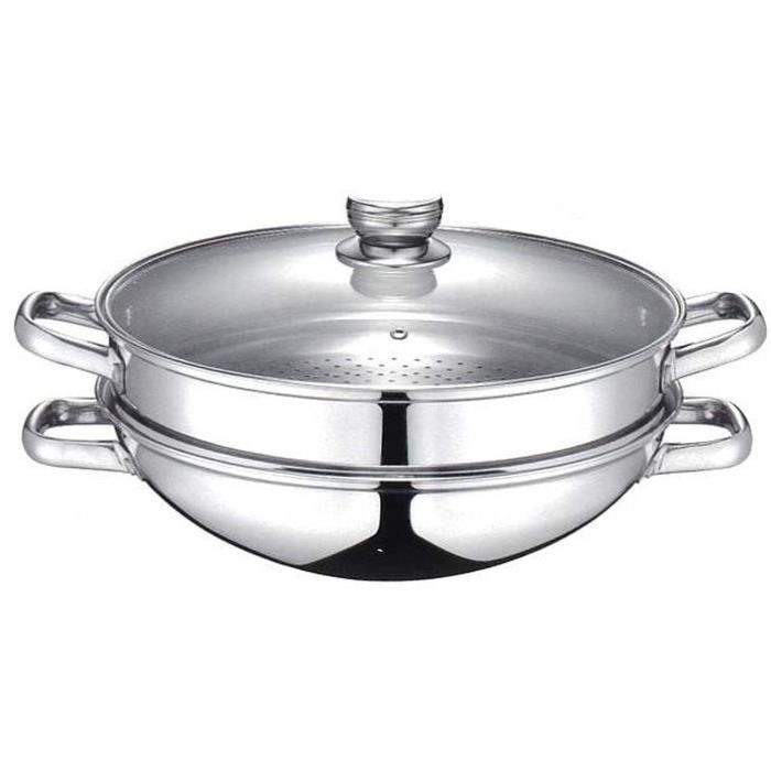 2-in-1 Wok - BAUMALU - All heat sources including induction - Glass lid - 32 cm