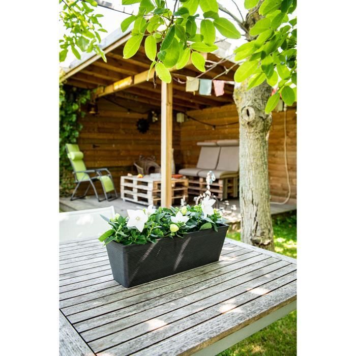 Planter - GARDEN ID - Green Care Impact Black-Anth - 50 x 16 x 16 cm - 10-year guarantee - 100% recycled - UV/frost resistant