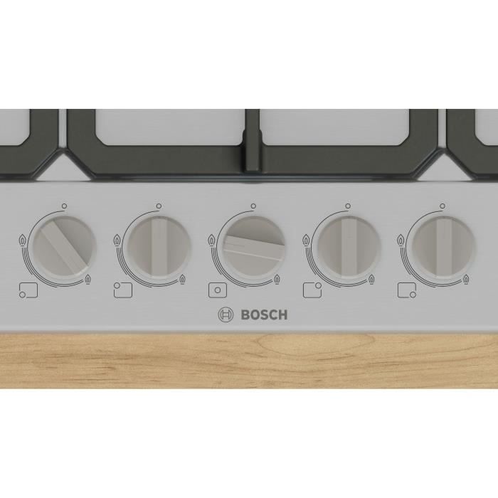 Gas hob - BOSCH Series 4 - 5 burners - 52 x 75 x 4.5 cm - PGQ7B5K90 - Stainless steel