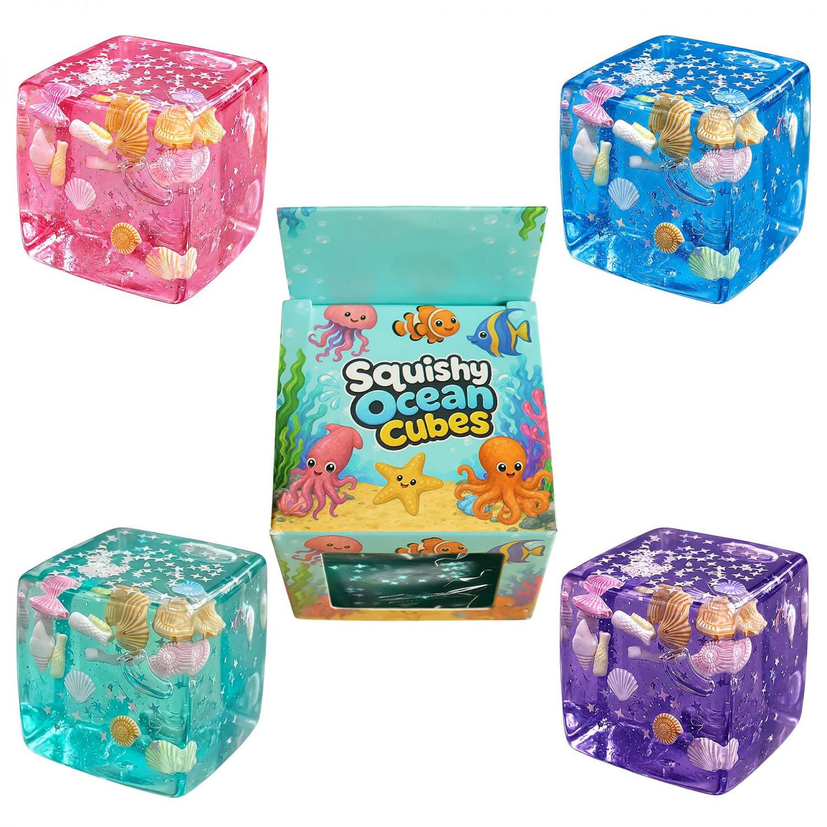 Squishy Ocean Cube 2-Inch Squeeze Toy | 1 Random Color