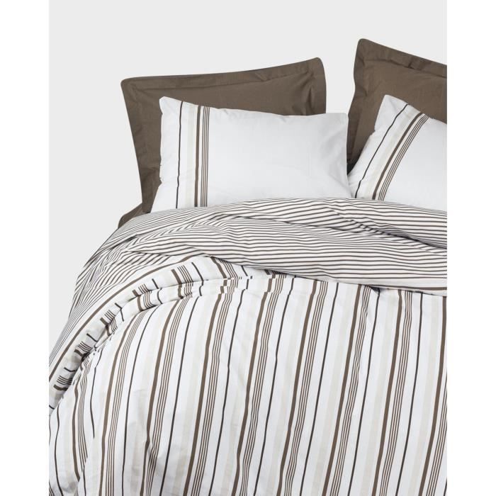 Bedding set - 1 duvet cover 220 x 240 cm + 2 pillowcases 60 x 60 cm - 100% cotton - Brown