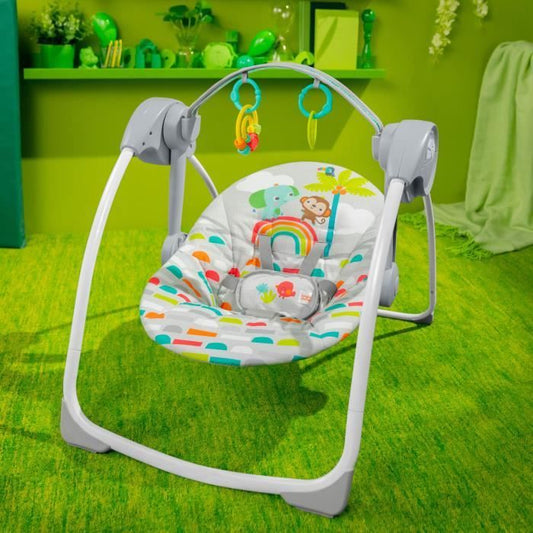 BRIGHT STARTS Playful Paradise portable baby swing, compact and automatic with music, from birth