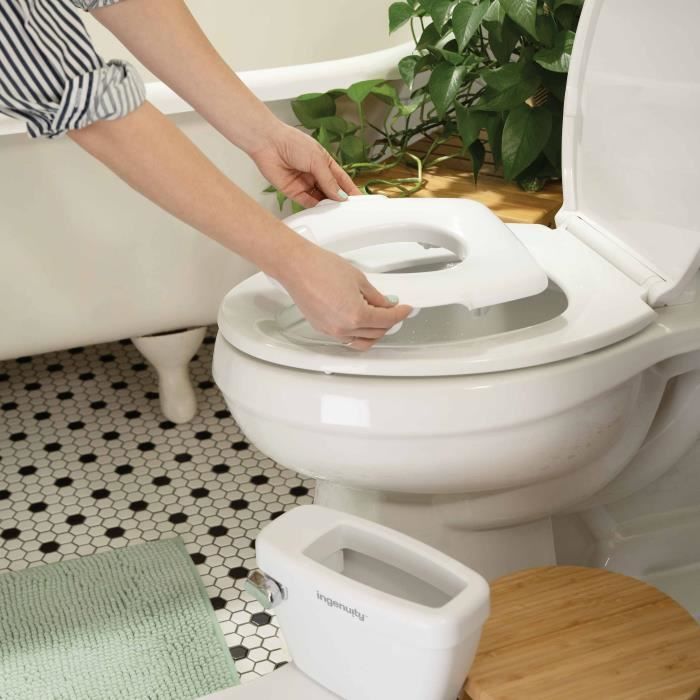 INGENUITY Mini Children's Toilet with Toilet Reducer Included, Musical Flush and Integrated Wipe Storage White