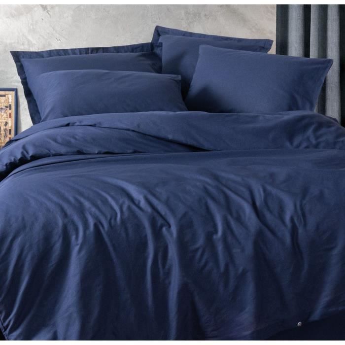Bedding set - 1 duvet cover 220 x 240 cm + 2 pillowcases 60 x 60 cm - 100% cotton - Blue