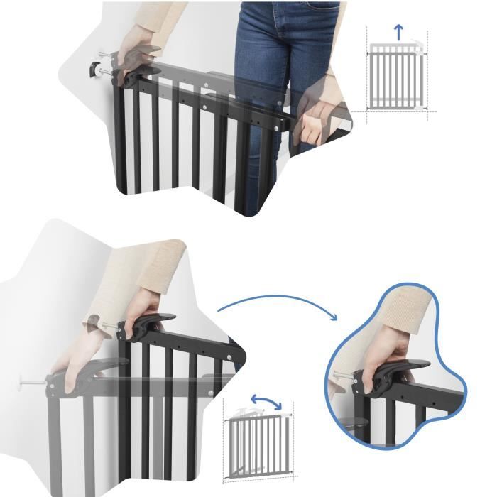 Badabulle Deco Pop Black Extendable Security Barrier Fixation Pressure & Screw (63.5 - 106cm)