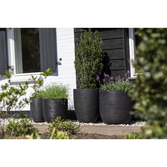 Capi Jardiniere Nature Rib 54 x 52 cm Black KBLR935