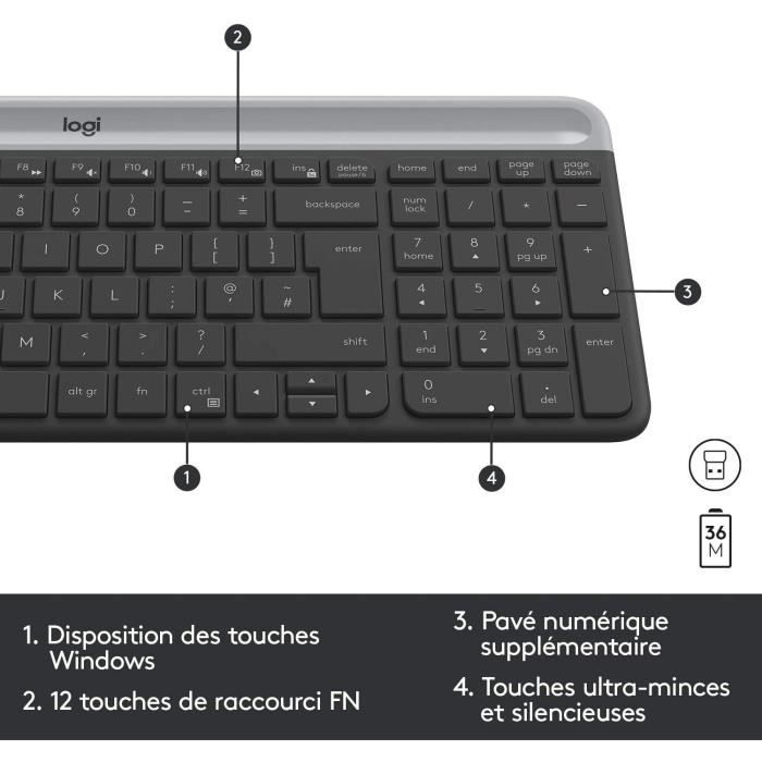 Logitech - MK470 Ultra-Slim Wireless Keyboard + Mouse and Silent Wireless System - Compact and Flat Layout - 2.4 GHz USB Receiver