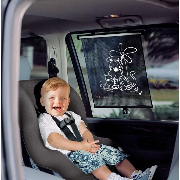 Car Window Roller Blind - DREAMBABY - Double Sided Zebra & Tiger Print - Adjustable 2pcs