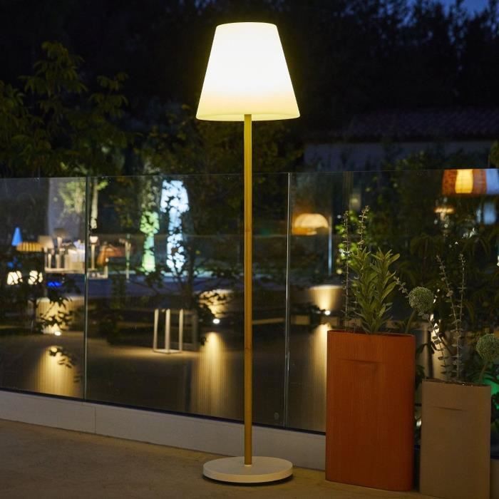 Solar and rechargeable table lamp - LUMISKY - STANDY MINI WOOD SOLAR - H25 cm - Warm white and dimmable white LED