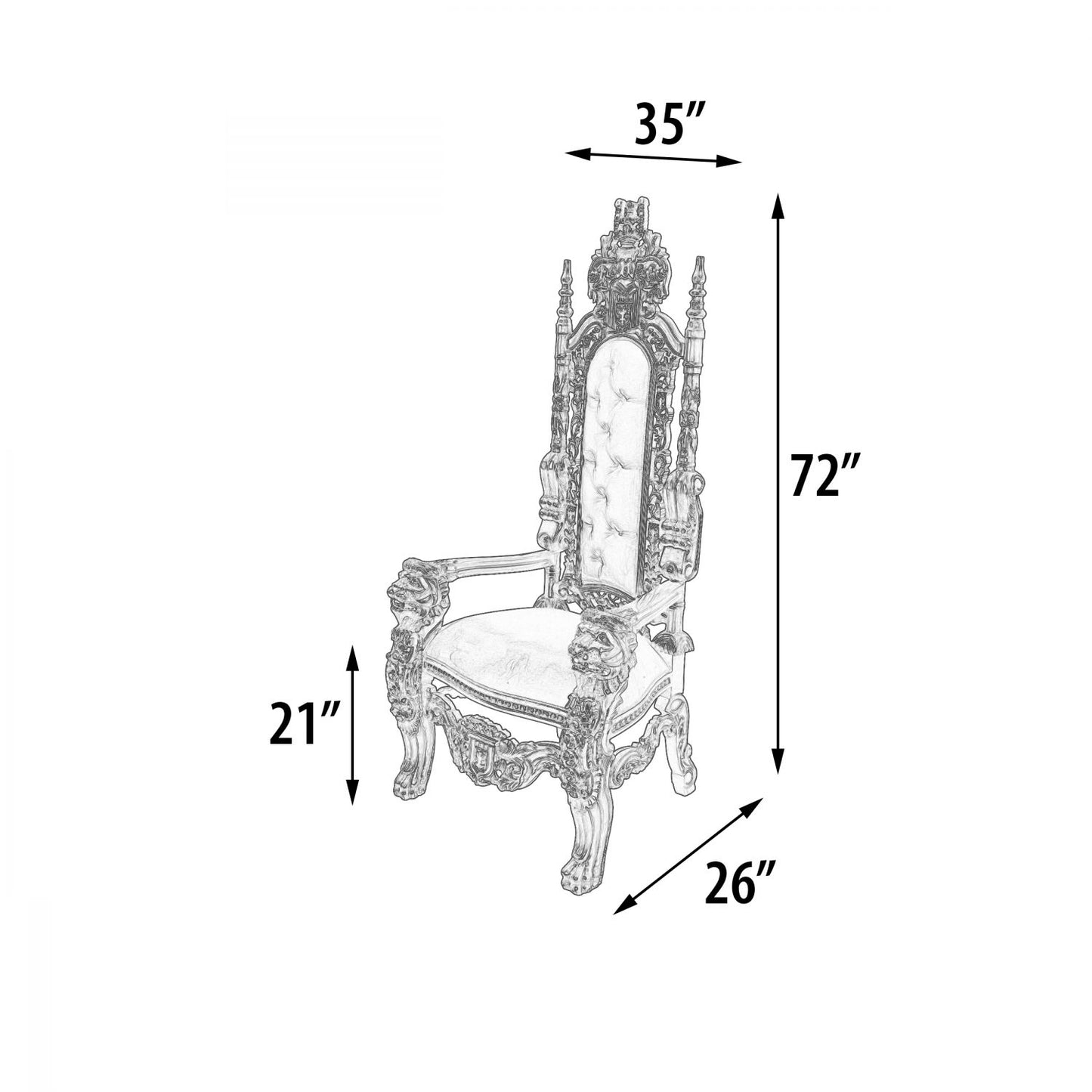 King Chair in Gold Leaf and Burgundy Velvet