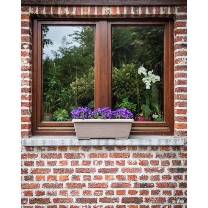 Planter - GARDEN ID Teramo - Taupe 60 cm - Solidity - Integrated water reserve - Recycled & 100% recyclable - Volume for plants