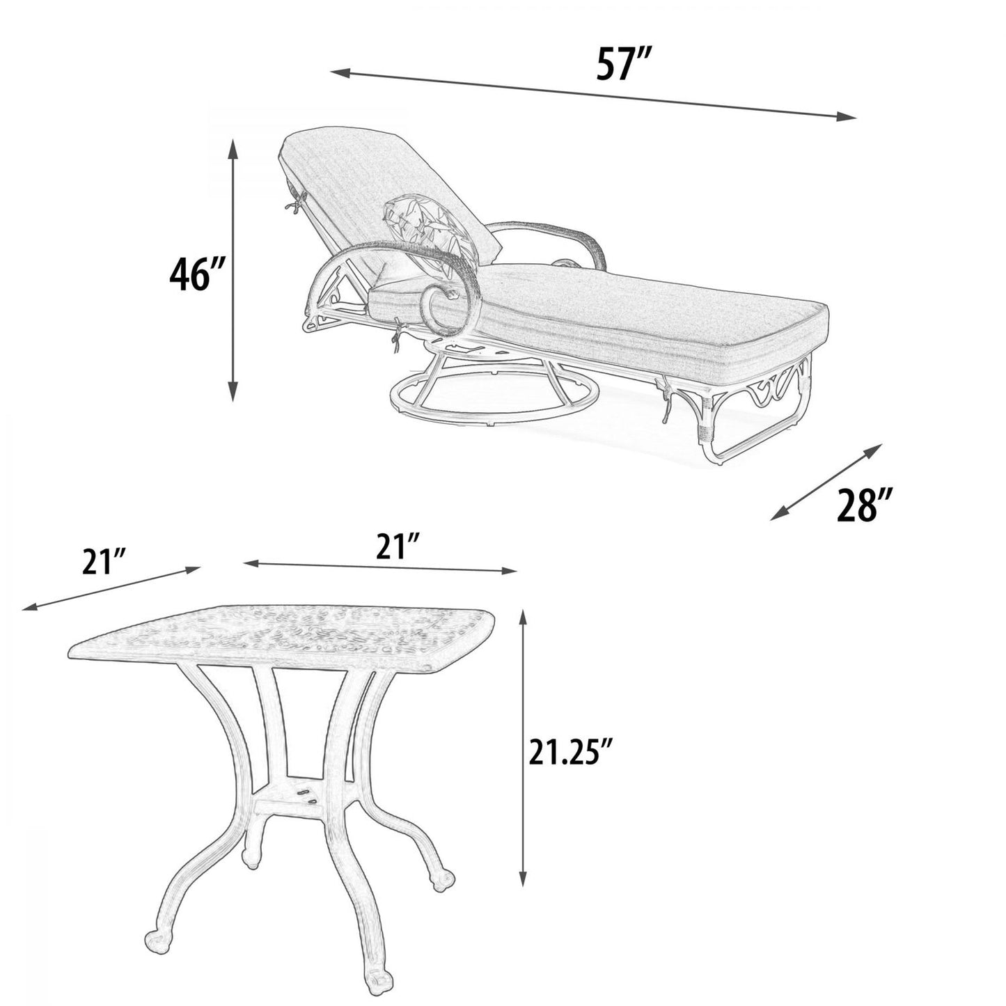 Grand Bonaire Weave Swivel Chaise Lounge Set of 3