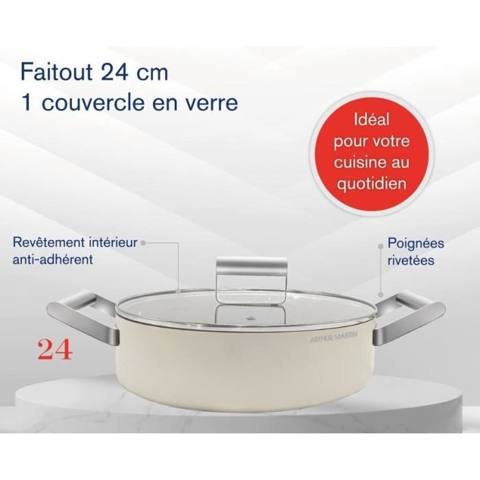 Casserole - ARTHUR MARTIN - AM6523 - 24 cm with lid - Forged aluminum - All heat sources including induction + oven