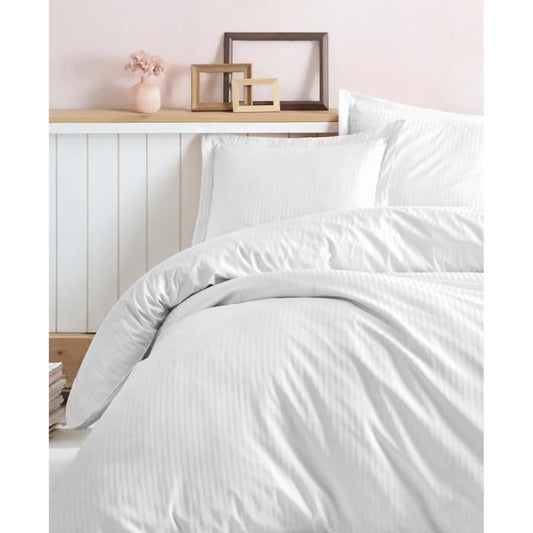 Bedding set - 1 duvet cover 220 x 240 cm + 2 pillowcases 60 x 60 cm - 100% cotton satin - White