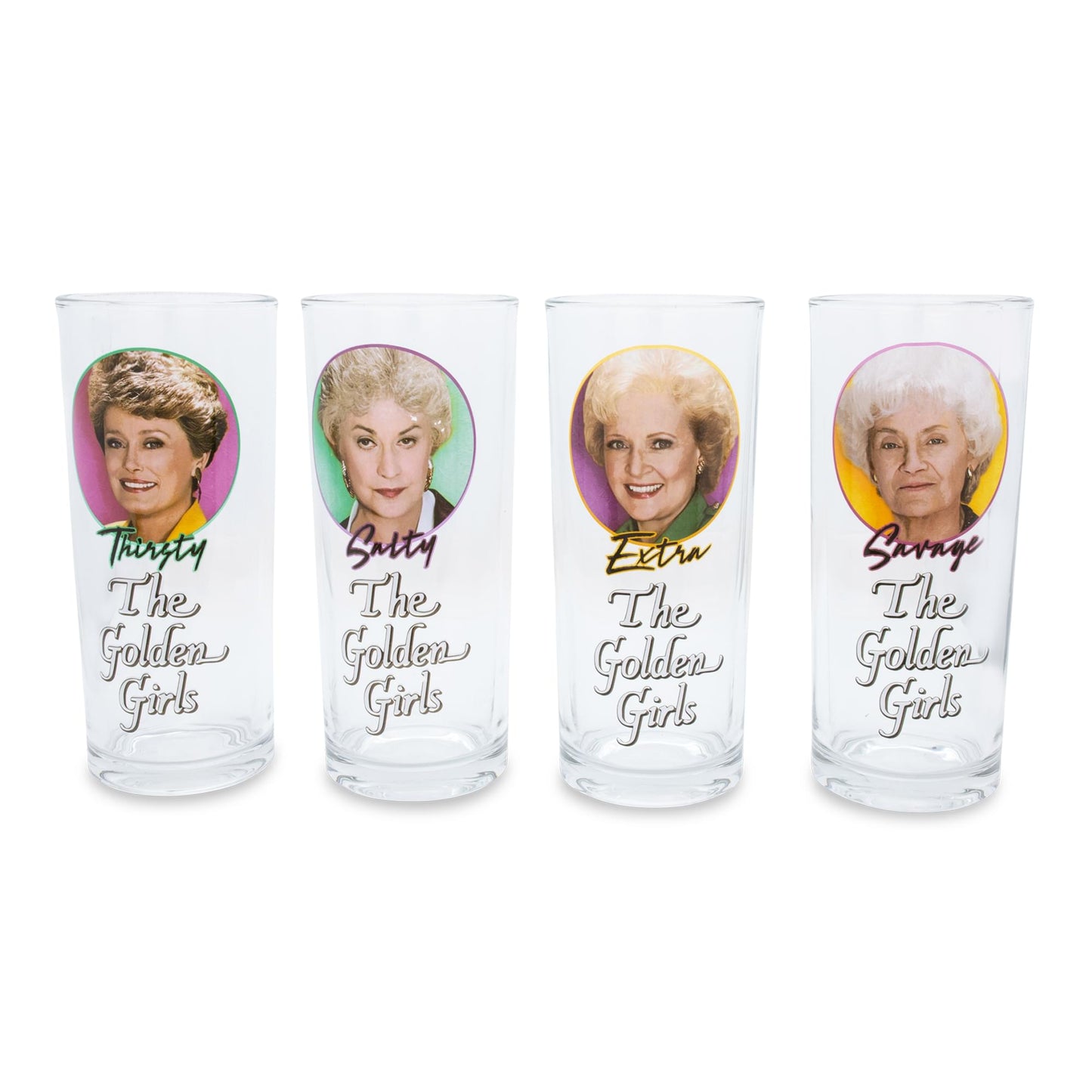 The Golden Girls Frames Logo 10-Ounce Tumbler Glasses | Set of 4