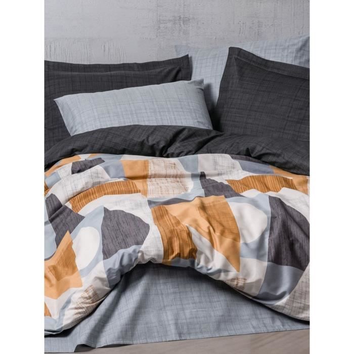 Bedding set - 1 duvet cover 220 x 240 cm + 2 pillowcases 60 x 60 cm - 100% cotton - Grey