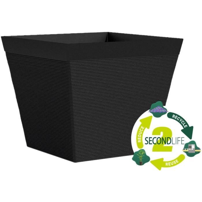 Square pot - GARDEN ID - Green Care Impact Black-Anth - 29 x 26 cm - 10-year guarantee - 100% recycled - UV/frost resistant