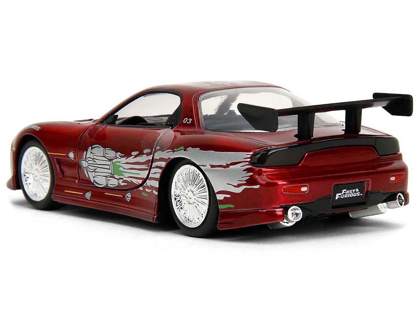 Dom's Mazda RX-7 Candy Red with Graphics "The Fast and the Furious" (2001) Movie "Fast & Furious" Series 1/32 Diecast Model Car by Jada