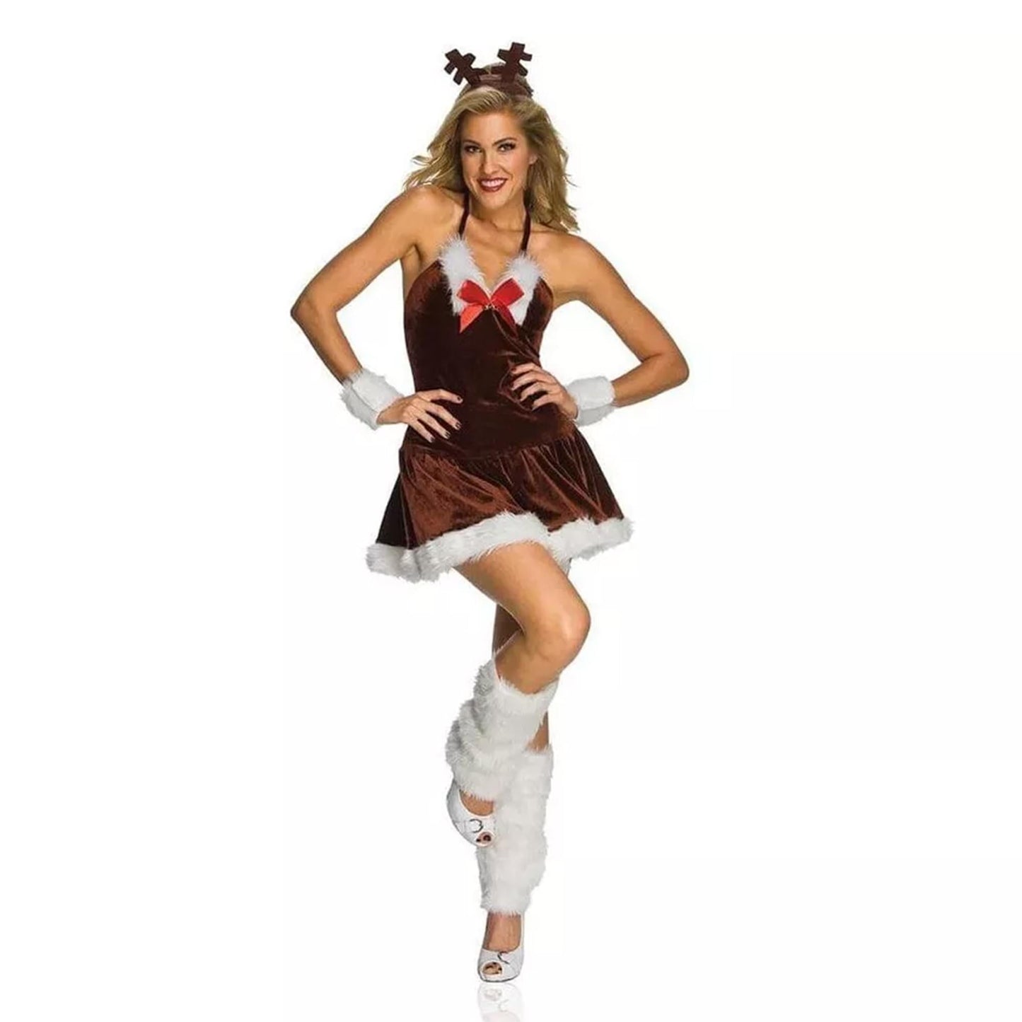 Sexy Christmas Festive Female Reindeer Adult Costume Small