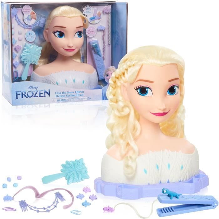 Styling head - FROZEN - Elsa Deluxe Styling Head - Extensions, hair accessories and color reveal, from 3 years old