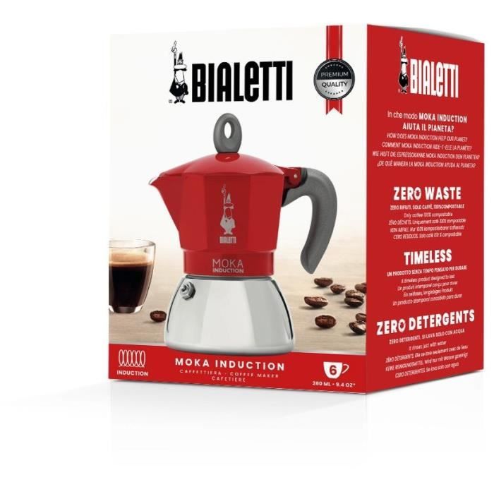Italian coffee maker - BIALETTI - NEW MOKA INDUCTION - 6 cups - 0.28 L - Red