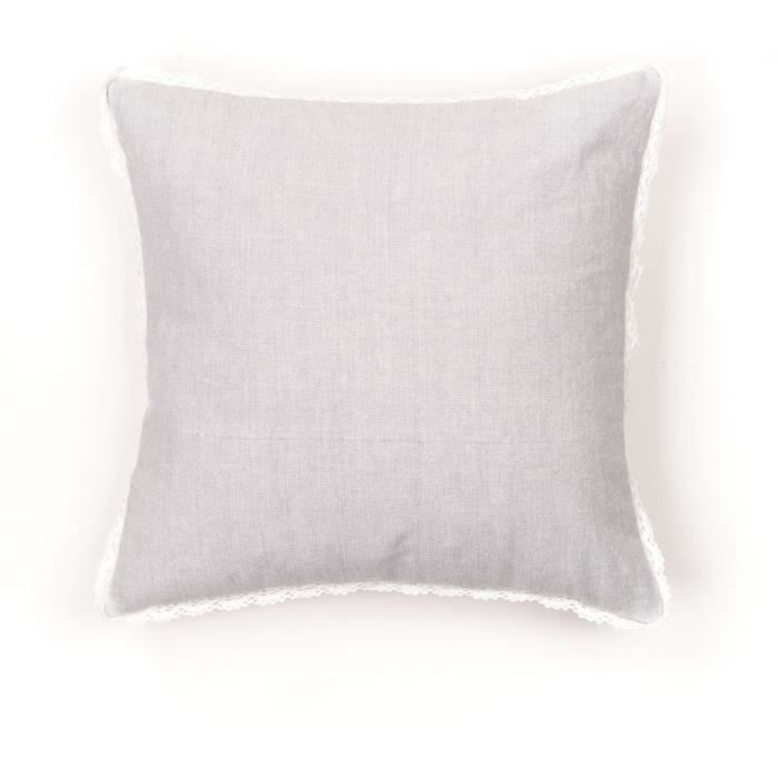 Cushion - TODAY - CHARME - Chambray x Dentelle Capucine - 40 x 40 cm