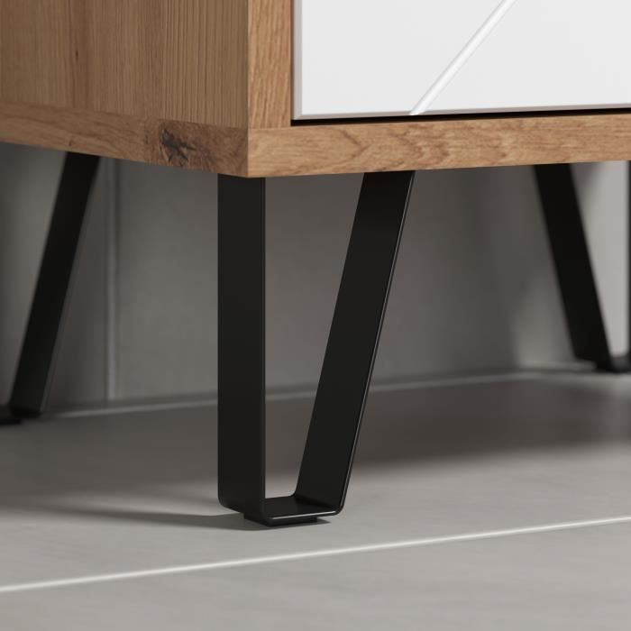 Bathroom furniture - low storage - Oak and white decor - L36 x D29 x H79 cm - TOUCH