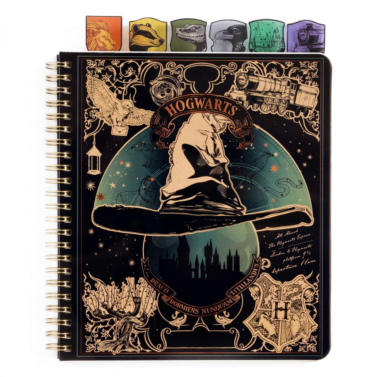 Harry Potter Sorting Hat 8 x 7 Inch 6-Tabbed Spiral Journal | 144 Pages